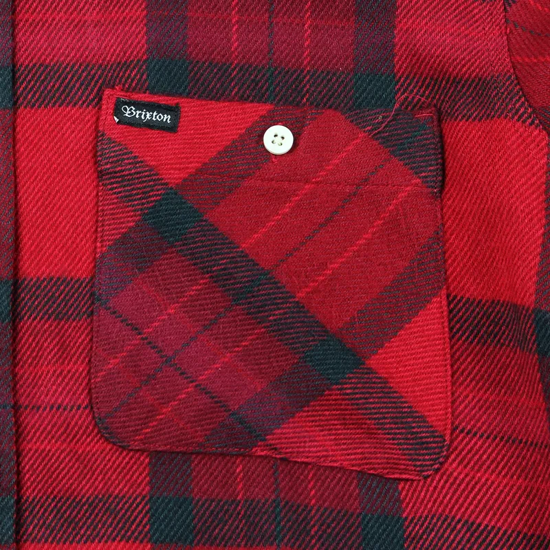 Brixton Milton Long Sleeve Flannel Shirt Red-2