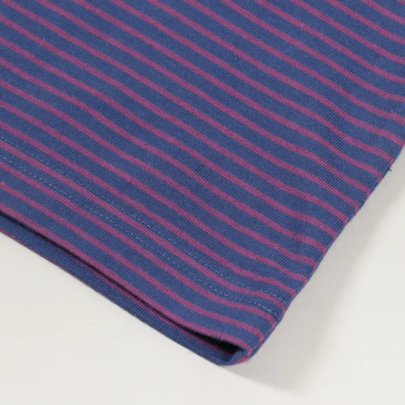 Stussy Mini Stripe Crew T Shirt Navy-2