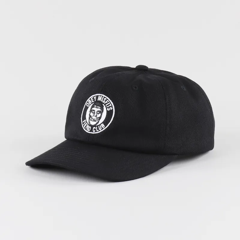 Obey x Misfits Fiend Club 6 Panel Hat Black