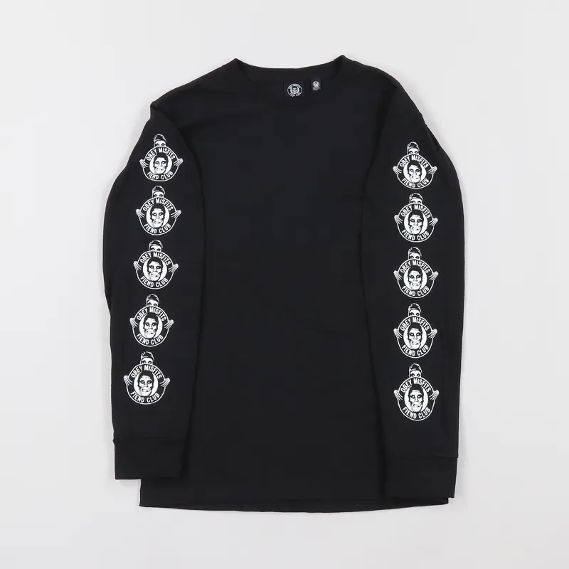 Obey x Misfits Fiend Club Long Sleeve T Shirt Black-3