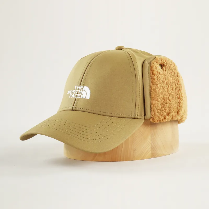 The North Face Mens Logo Millerain Earflap Hat Winter Cap Khaki