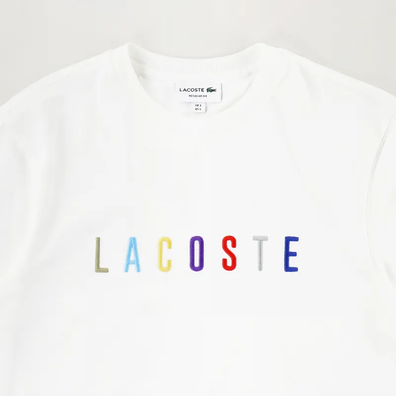 Lacoste Multicolour Embroidery Signature T Shirt White-1
