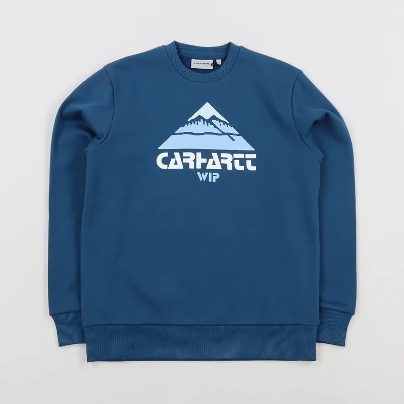 Carhartt WIP Mens Mountain Print Crew Neck Sweatshirt Corse Blue