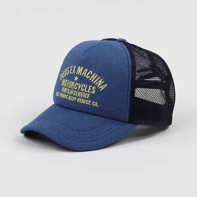 【DEUS EX MACHINA】 CHLORINE TRUCKER - NAVY Hats | Deus Ex Machina | Hot Streaks Trucker Navy – Deus Ex