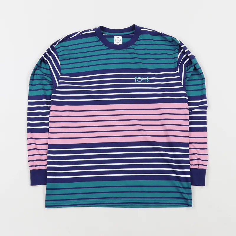 Polar Skate Co. Mens Long Sleeve Multi Colour T Shirt Navy Pink