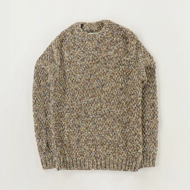 Folk Mixed Yarn Crew Sweater Caramel Mix