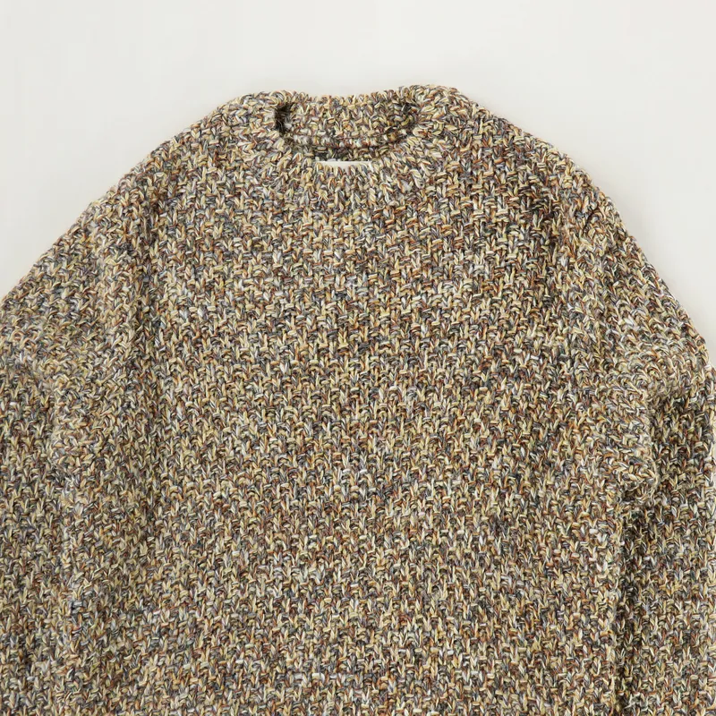 Folk Mixed Yarn Crew Sweater Caramel Mix-1