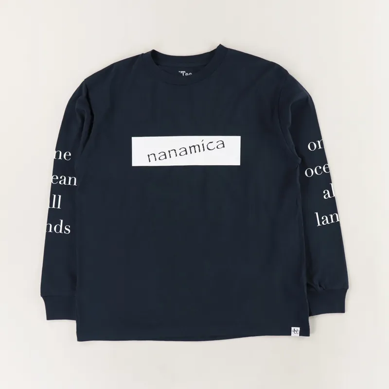 Nanamica Logo Long Sleeve T Shirt Navy