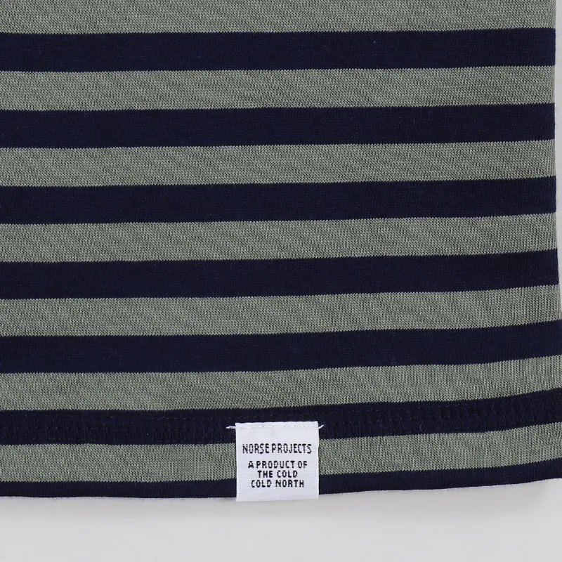 Norse Projects Niels Classic Stripe T Shirt Dark Navy Light Olive-2