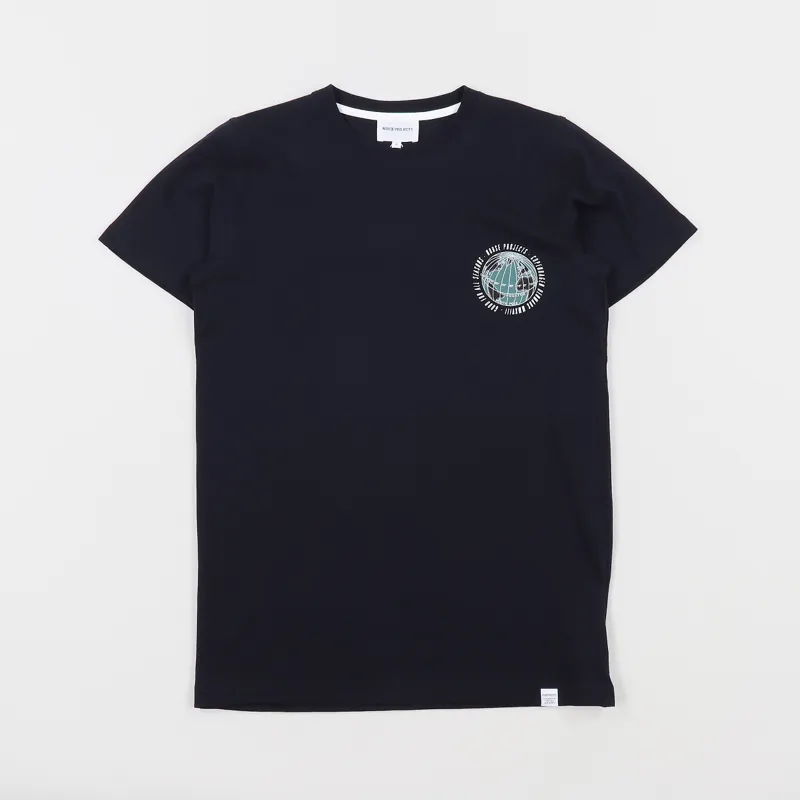 Norse Projects Niels Globe Logo T Shirt Dark Navy-1