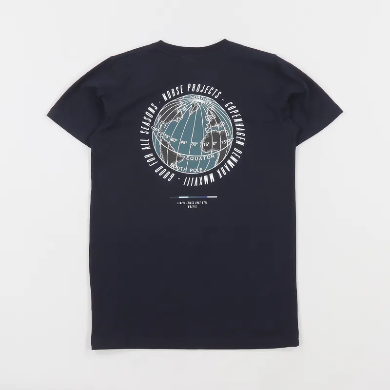 Norse Projects Niels Globe Logo T Shirt Dark Navy