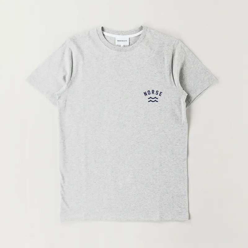 Norse Projects Niels Ivy Wave Logo T Shirt Light Grey Melange