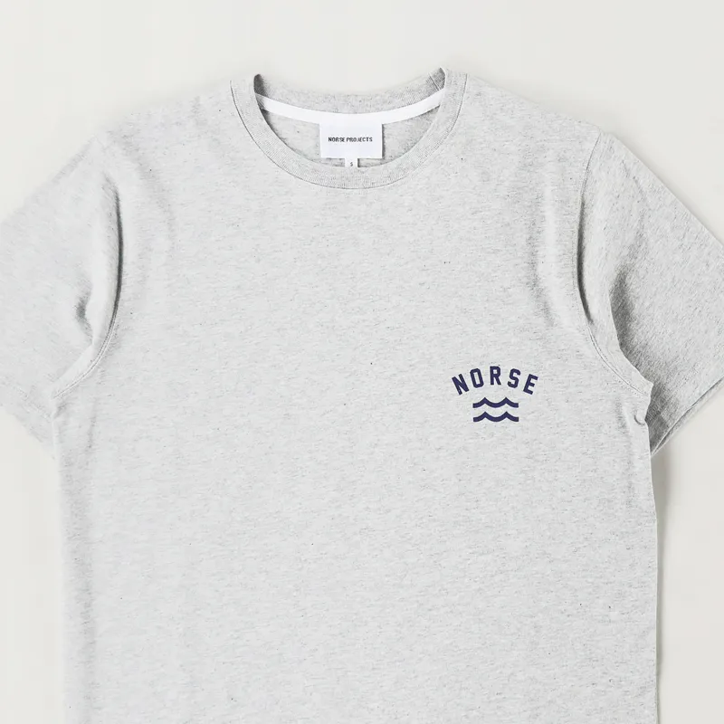 Norse Projects Niels Ivy Wave Logo T Shirt Light Grey Melange-1