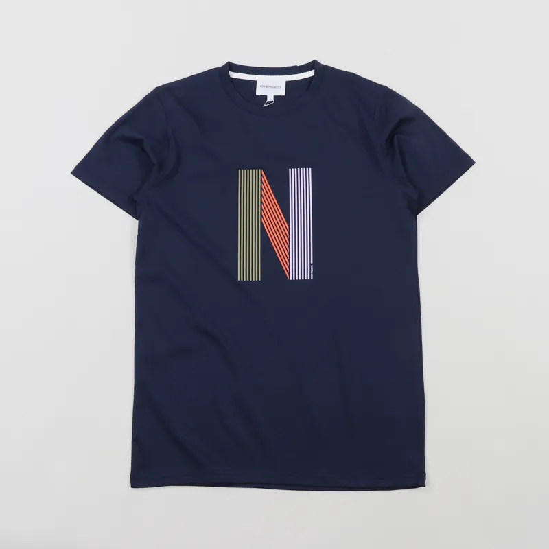 Norse Projects Niels Layer Logo T Shirt Dark Navy