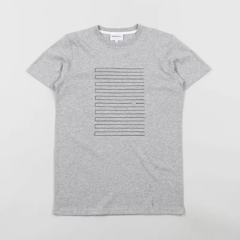 Norse Projects Niels Stripe Screen Logo Light Grey Melange