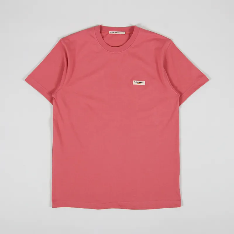 Nudie Jeans Daniel Logo T Shirt Dusty Red