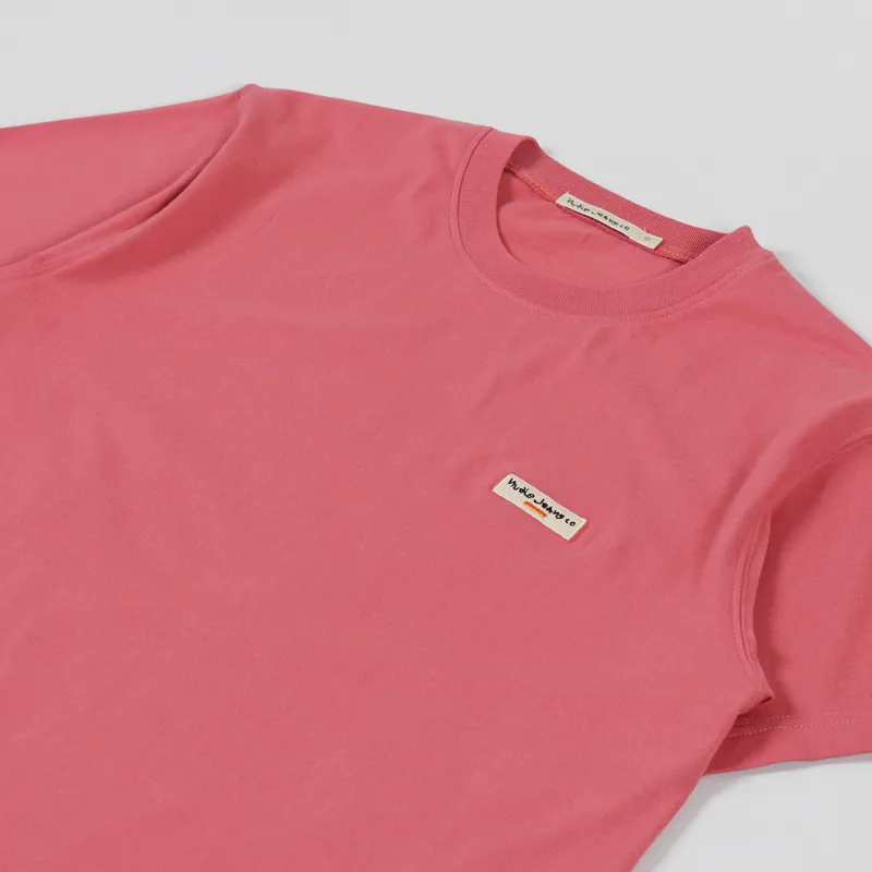 Nudie Jeans Daniel Logo T Shirt Dusty Red-1
