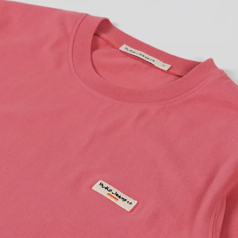 Nudie Jeans Daniel Logo T Shirt Dusty Red-2
