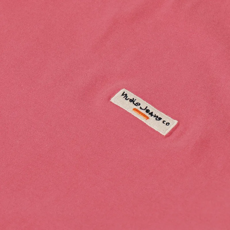 Nudie Jeans Daniel Logo T Shirt Dusty Red-3