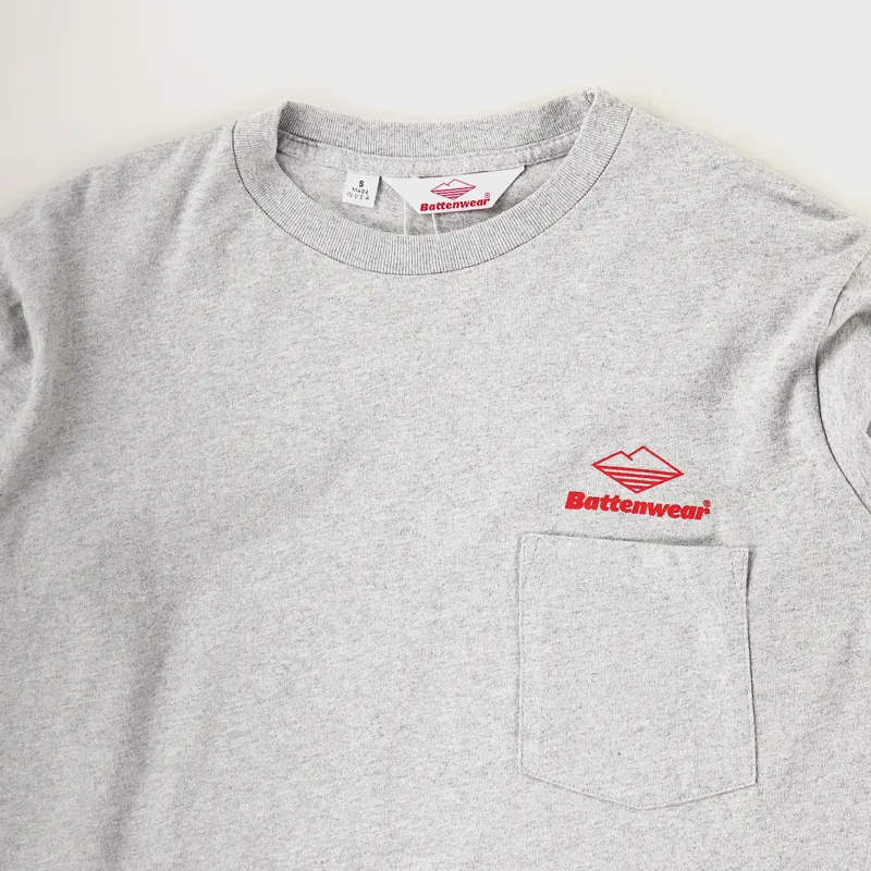 Battenwear NY Long Sleeve Basic Pocket T Shirt Heather Grey-2