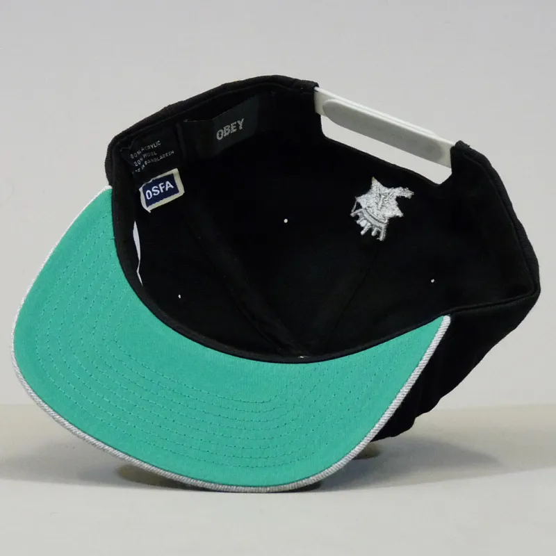 Obey Athletics Snapback Cap - Black and Heather Grey-5