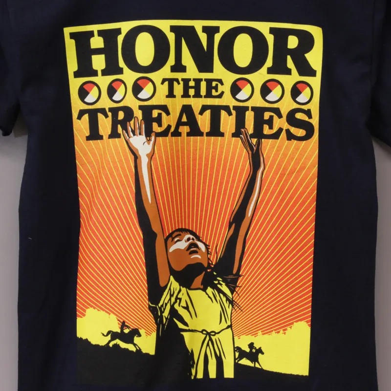 Obey Honor the Treaties T Shirt - Navy-1