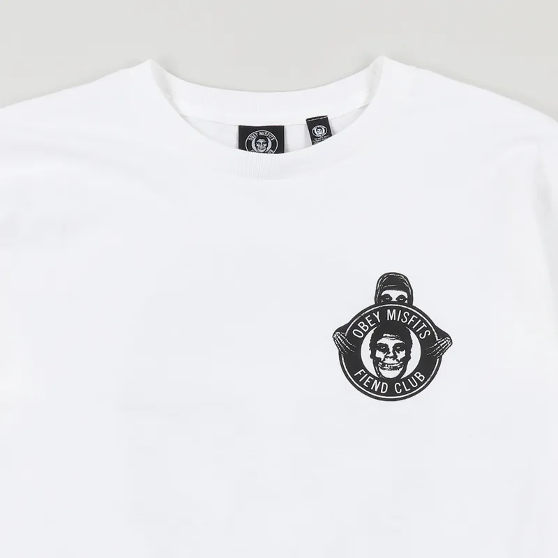 Obey x Misfits Fiend Club T Shirt White-2
