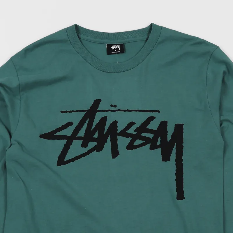 Stussy Old Stock Graphic Long Sleeve Cotton T Shirt Sage Green