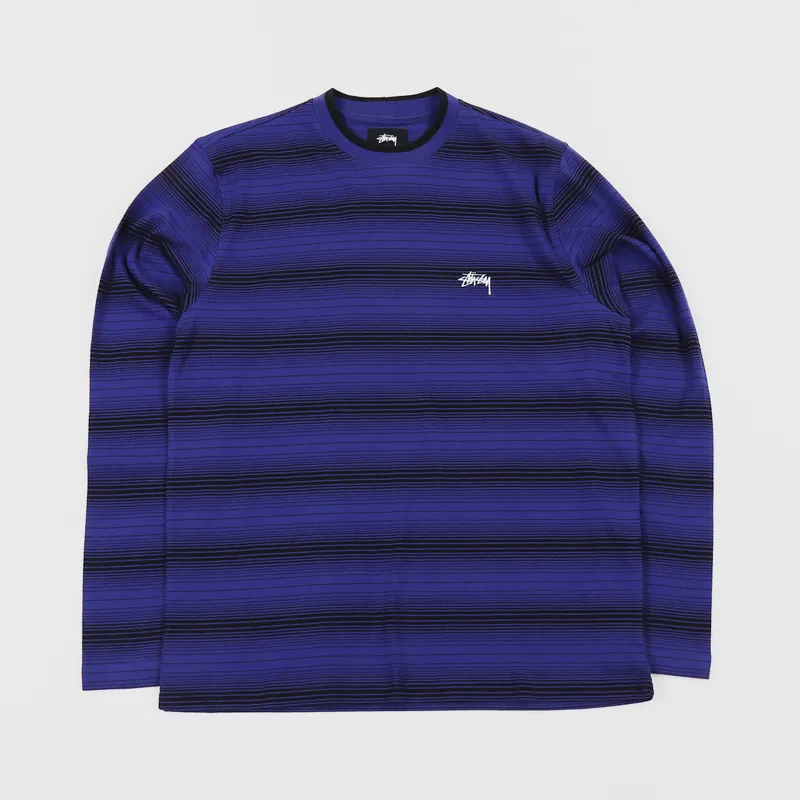 Stussy Ombre Long Sleeve Crew T Shirt Navy