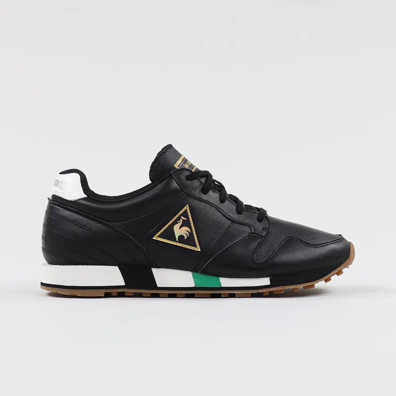 Le Coq Sportif Vintage Omega Model Leather Shoes Black Gold