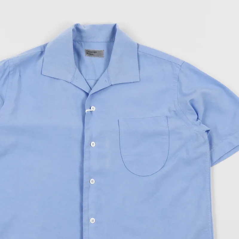 Universal Works Open Collar Shirt Sky Blue-3