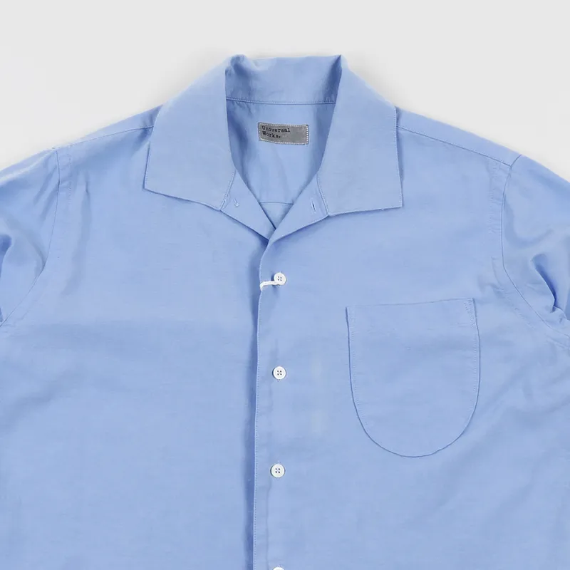 Universal Works Open Collar Shirt Sky Blue-1