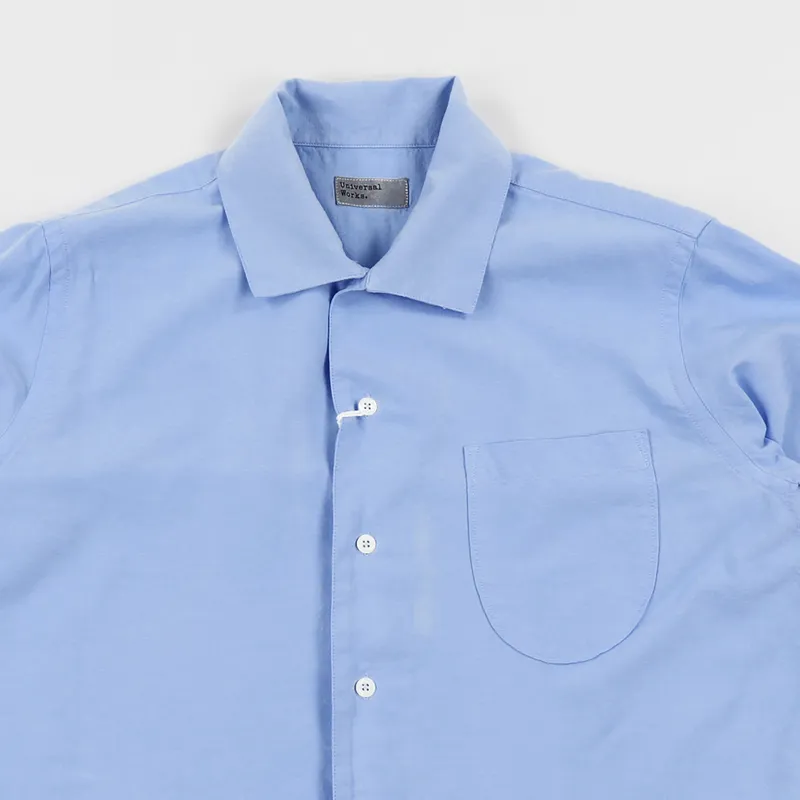 Universal Works Open Collar Shirt Sky Blue-2