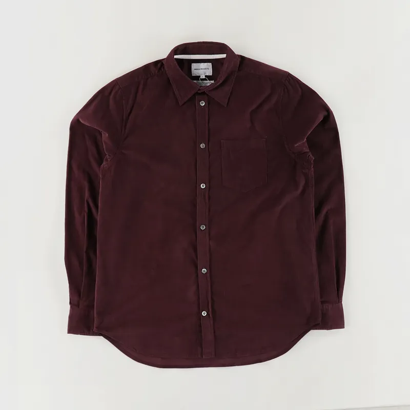 Norse Projects Osvald Corduroy Shirt Mulberry Red