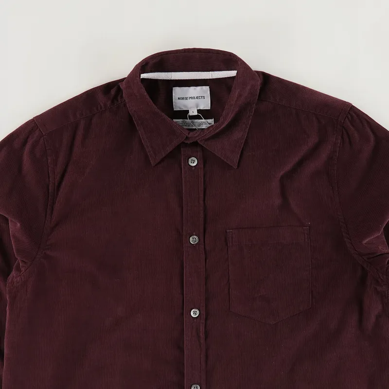 Norse Projects Osvald Corduroy Shirt Mulberry Red-1
