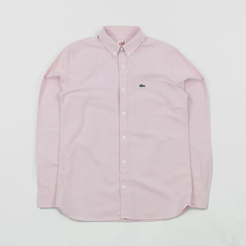 Lacoste Live Mens Long Sleeve Cotton Oxford Shirt Orchard Pink