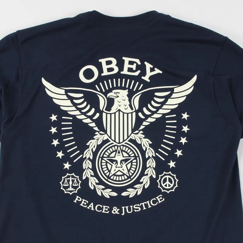 Obey Peace and Justice Eagle T-Shirt Navy-3