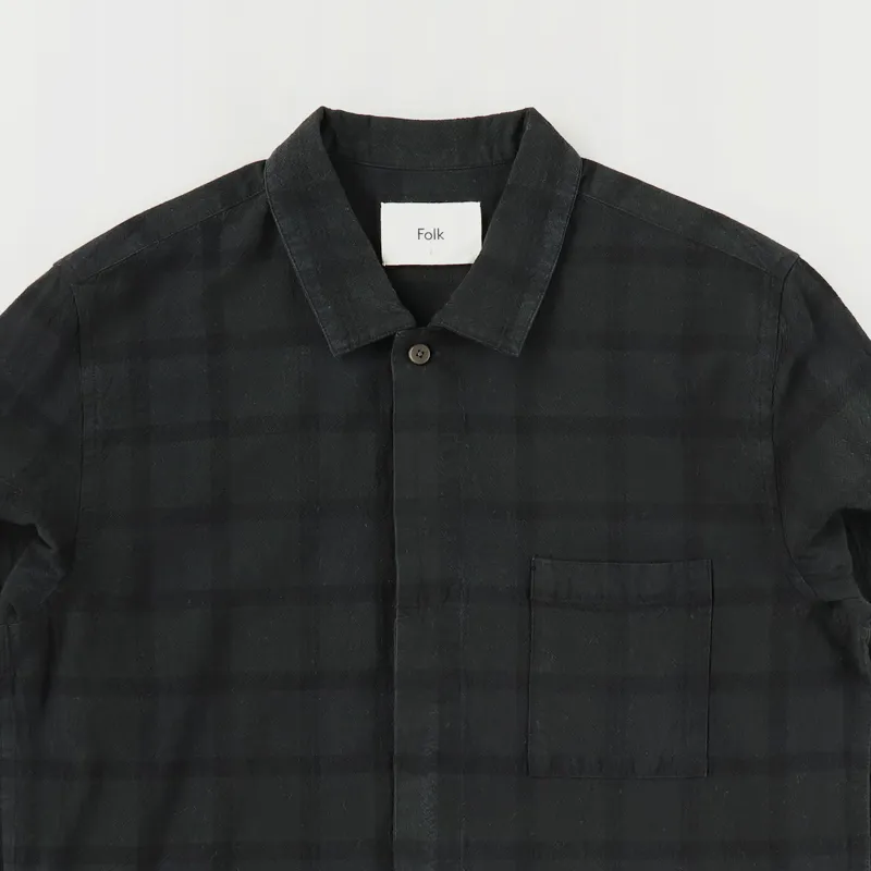 Folk Patch Shirt Black Overdyed Check-1