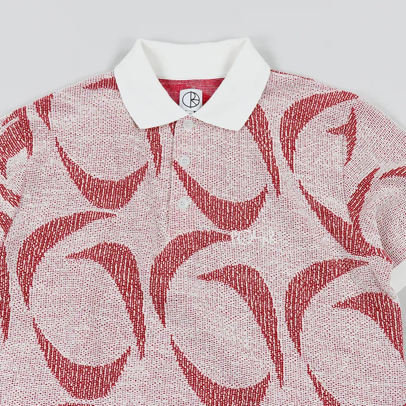 Polar Skate Co. Patterned Polo Shirt Ivory Red-1