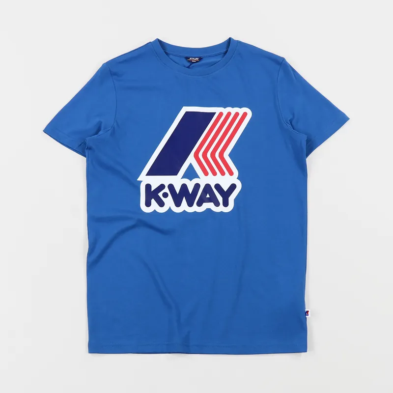 K-Way Pete Macro Logo T Shirt Blue Avio