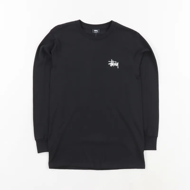 Stussy Streetwear Pin Up Print Long Sleeve Cotton T Shirt Black