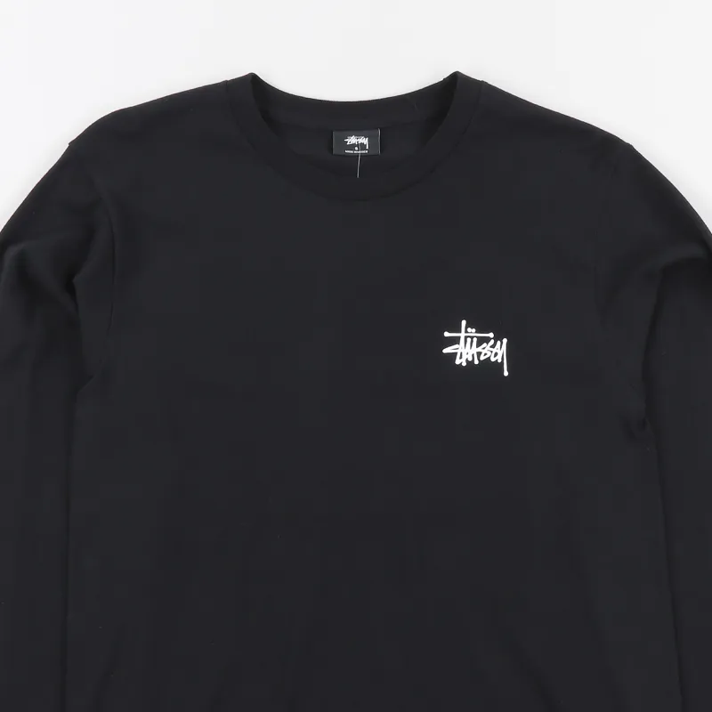 Stussy Streetwear Pin Up Print Long Sleeve Cotton T Shirt Black