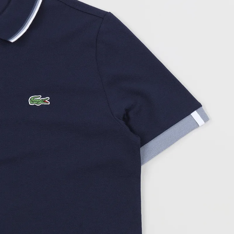 Lacoste LIVE Piped Neck Polo Shirt Navy Blue Caviar-2