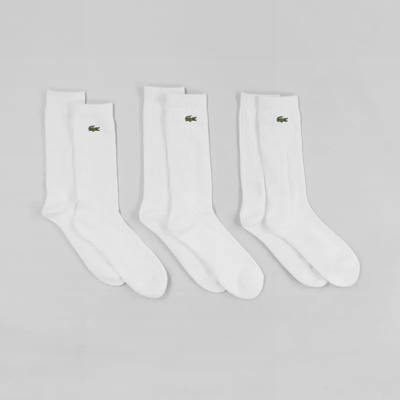 Lacoste Sport 3 Pack Socks White