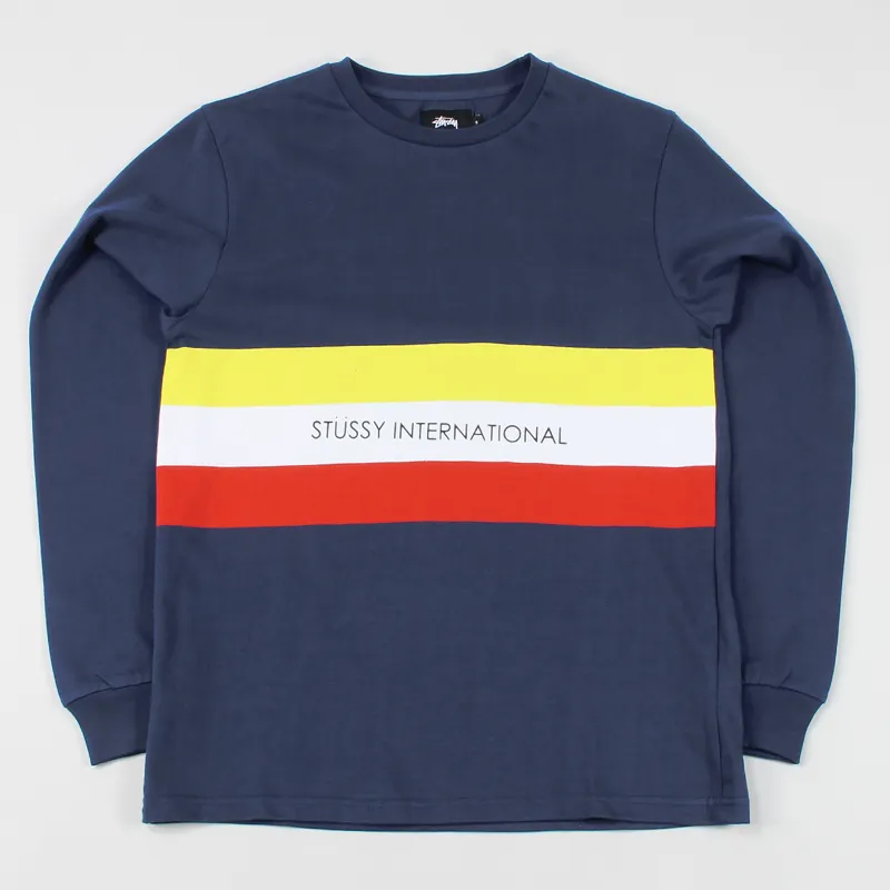 Stussy Race L/SL Crew Sweater Jumper Navy Blue International