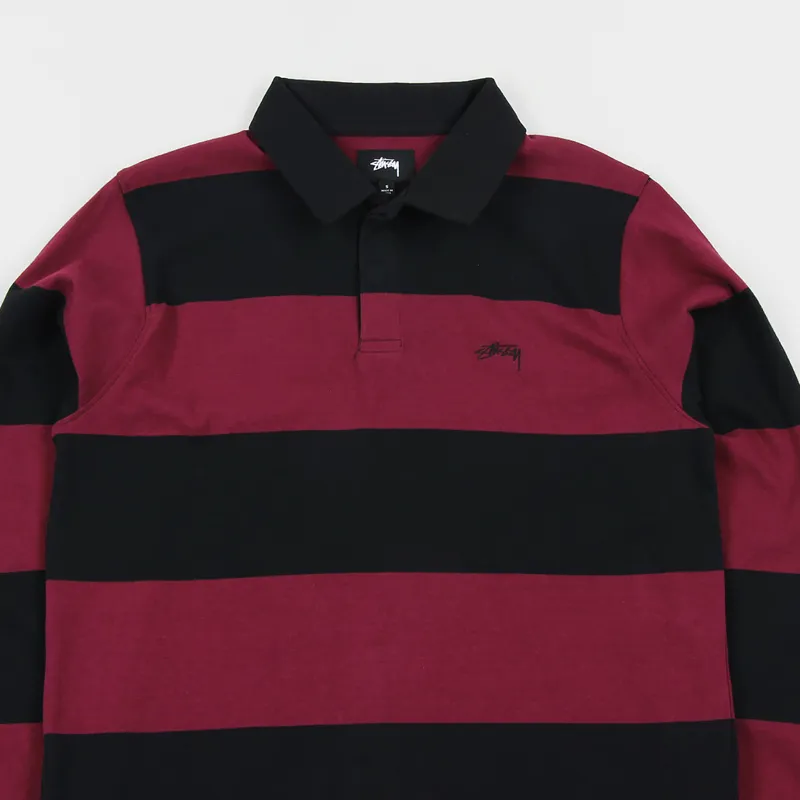 ウェア Stussy STRIPED RUGBY SHIRT Stussy Hill Stripe Long Sleeve Rugby Shirt - Navy | Flatspot