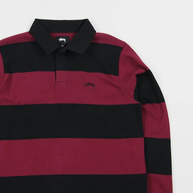 Stussy Ralphie Stripe Long Sleeve Rugby Shirt Black-2