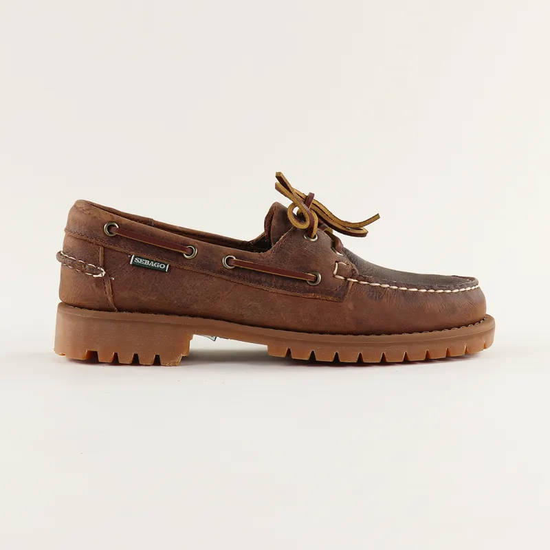 Sebago Campsides Mens Ranger Tumbled Leather Shoes Brown Gum