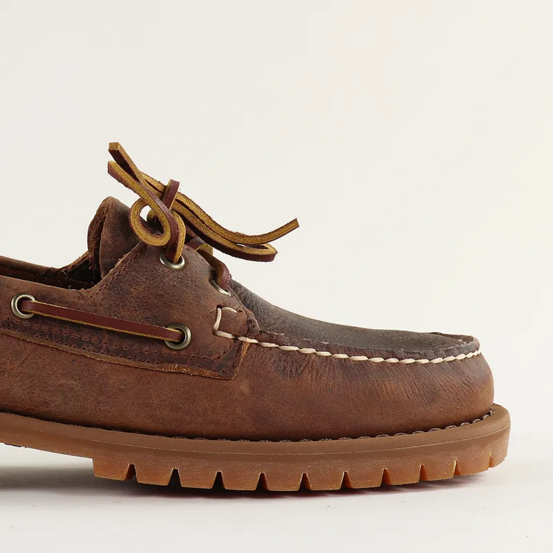 Sebago Campsides Mens Ranger Tumbled Leather Shoes Brown Gum