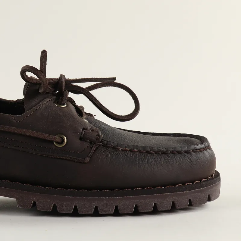 Sebago Campsides Ranger Tumbled Leather Moccasin Shoes Dark Brown